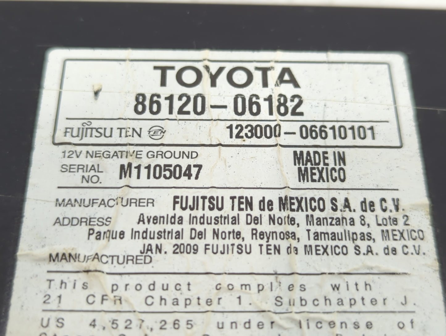 2007-2011 Toyota Camry Radio AM FM Cd Player Receiver Replacement P/N:86120-06182 Fits Fits 2007 2008 2009 2010 2011 OEM Use