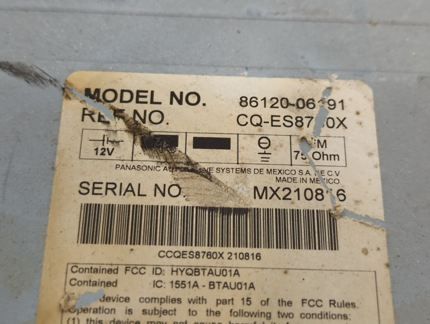 2007-2009 Toyota Camry Am Fm Cd Player Radio Receiver - Oemusedautoparts1.com