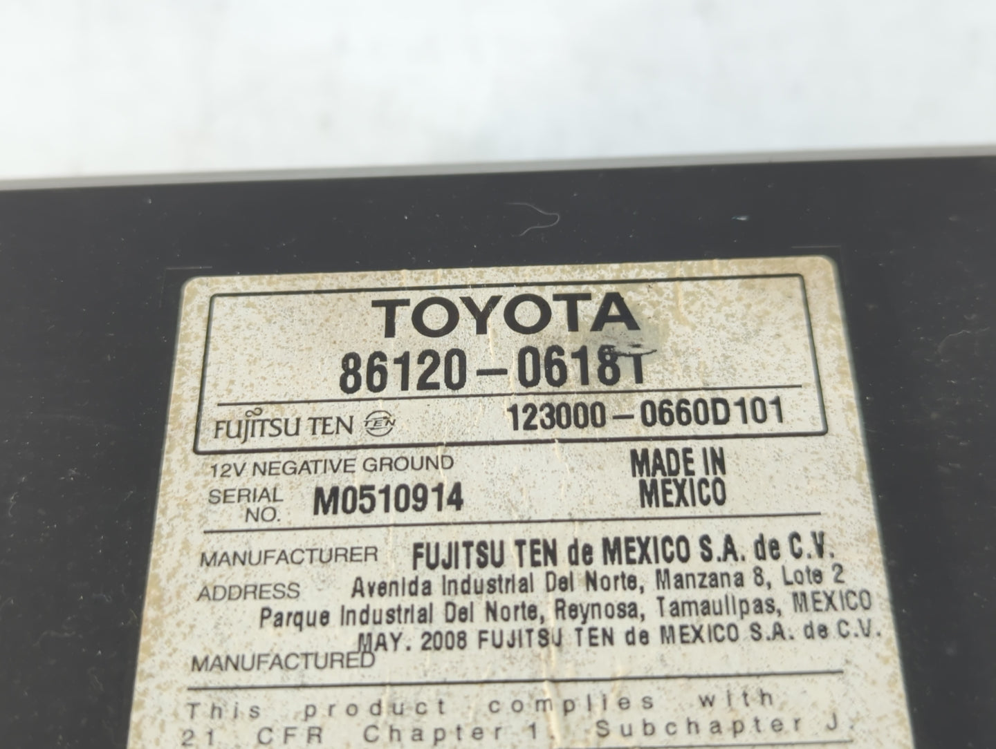 2007-2009 Toyota Camry Radio AM FM Cd Player Receiver Replacement P/N:86120-06181 Fits Fits 2007 2008 2009 OEM Used Auto Par