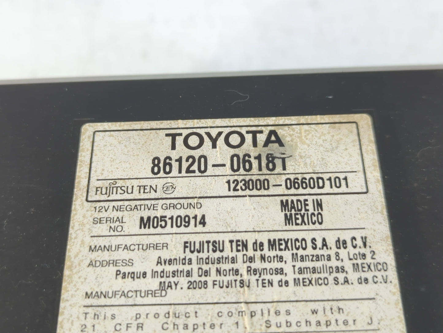2007-2009 Toyota Camry Radio AM FM Cd Player Receiver Replacement P/N:86120-06181 Fits Fits 2007 2008 2009 OEM Used Auto Par
