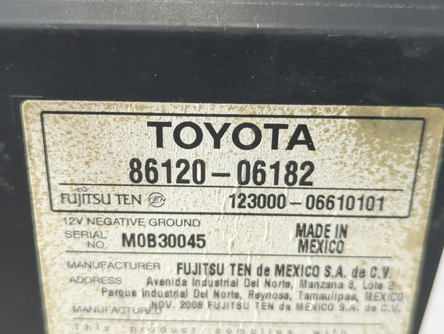 2007-2009 Toyota Camry Radio AM FM Cd Player Receiver Replacement P/N:86120-06182 Fits Fits 2007 2008 2009 OEM Used Auto Par