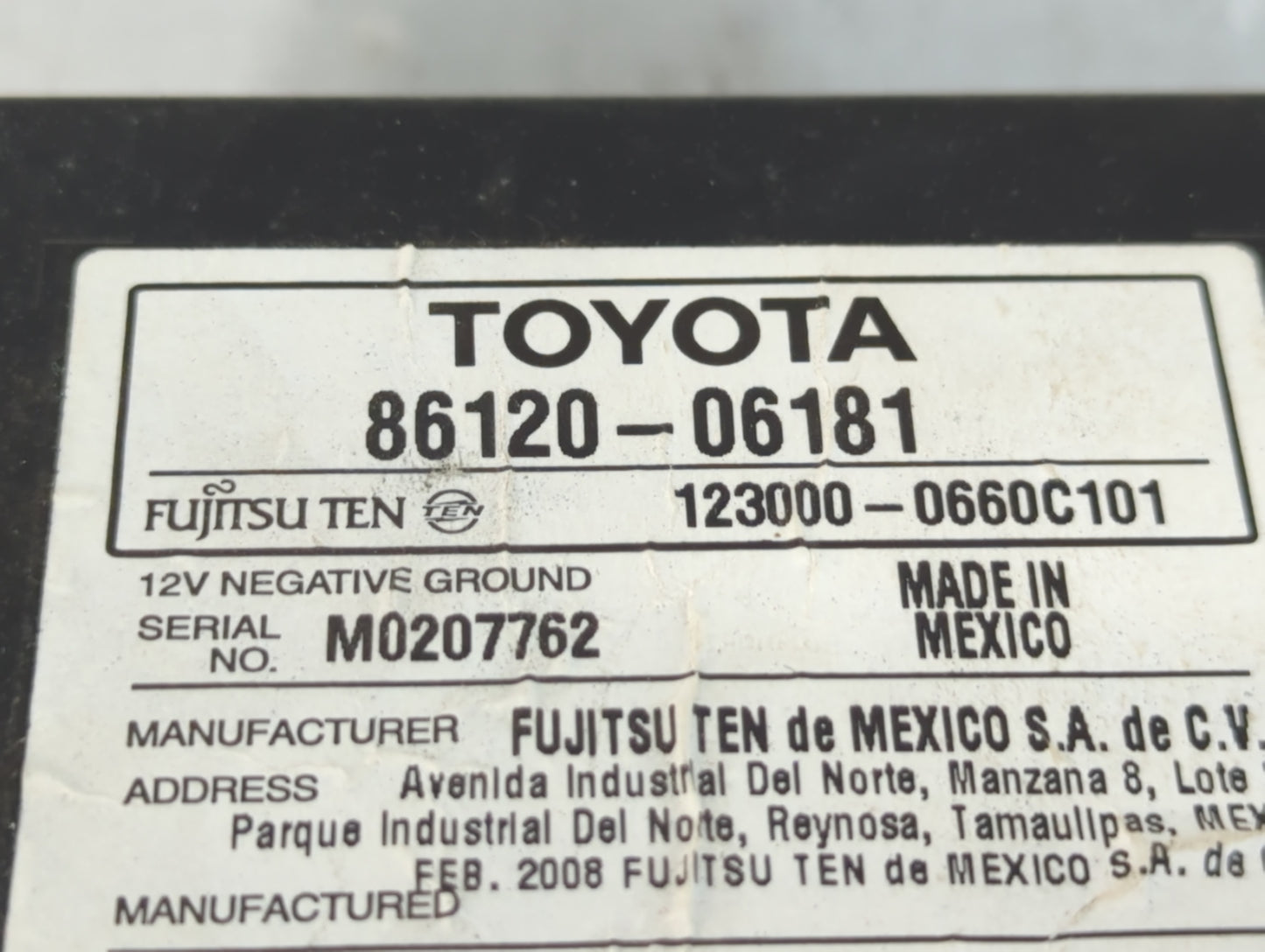 2007-2009 Toyota Camry Radio AM FM Cd Player Receiver Replacement P/N:86120-06181 Fits Fits 2007 2008 2009 OEM Used Auto Par