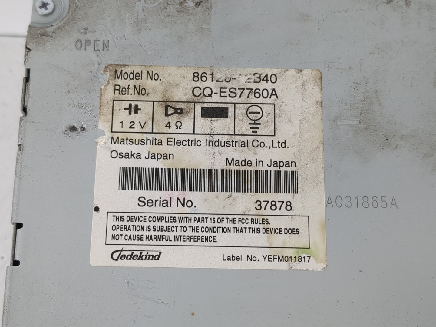 2009 Toyota Corolla Radio AM FM Cd Player Receiver Replacement P/N:86120-12B40 Fits OEM Used Auto Parts - Oemusedautoparts1.