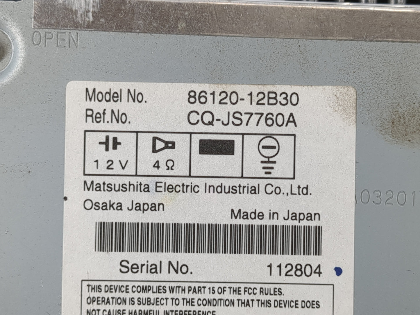 2009 Toyota Corolla Radio AM FM Cd Player Receiver Replacement P/N:86120-12B30 Fits OEM Used Auto Parts - Oemusedautoparts1.
