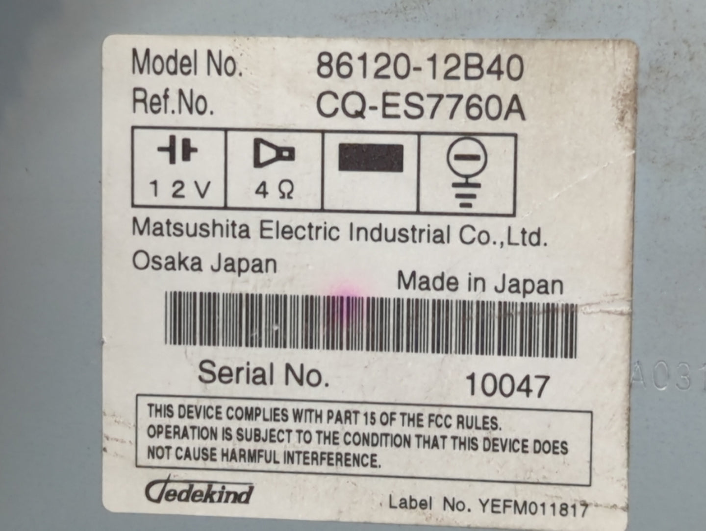 2009 Toyota Corolla Radio AM FM Cd Player Receiver Replacement P/N:86120-12B40 Fits OEM Used Auto Parts - Oemusedautoparts1.