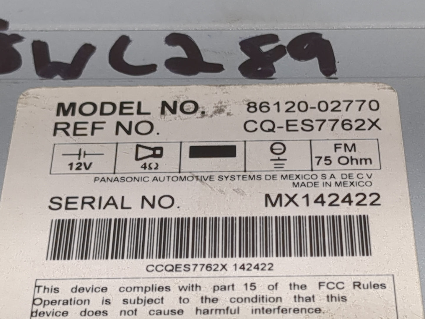 2009 Toyota Corolla Radio AM FM Cd Player Receiver Replacement P/N:86120-02770 Fits OEM Used Auto Parts - Oemusedautoparts1.