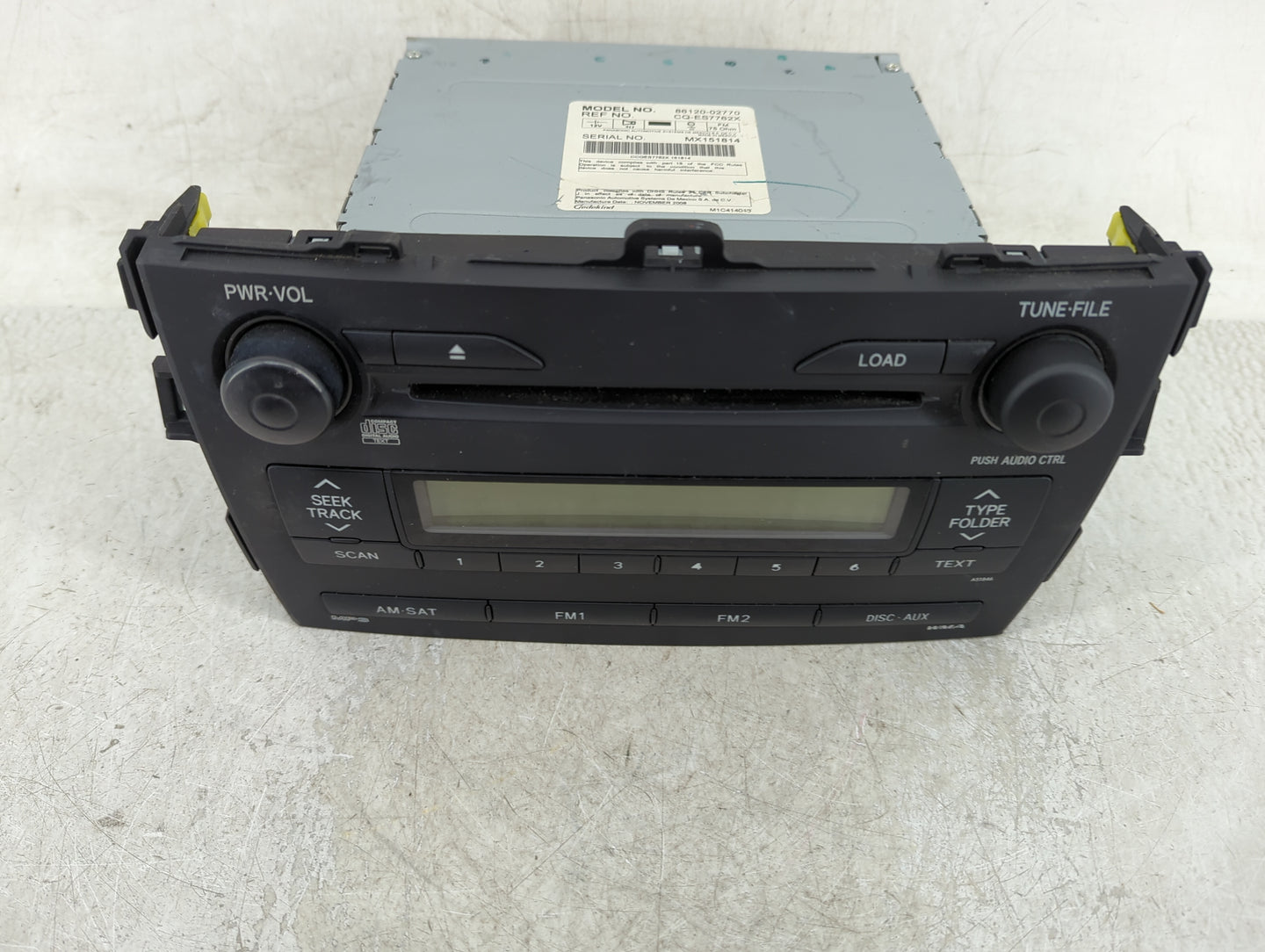 2009 Toyota Corolla Radio AM FM Cd Player Receiver Replacement P/N:86120-02770 Fits OEM Used Auto Parts - Oemusedautoparts1.