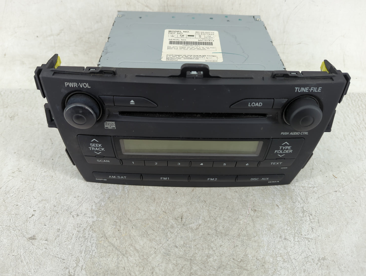 2009 Toyota Corolla Radio AM FM Cd Player Receiver Replacement P/N:86120-02770 Fits OEM Used Auto Parts - Oemusedautoparts1.