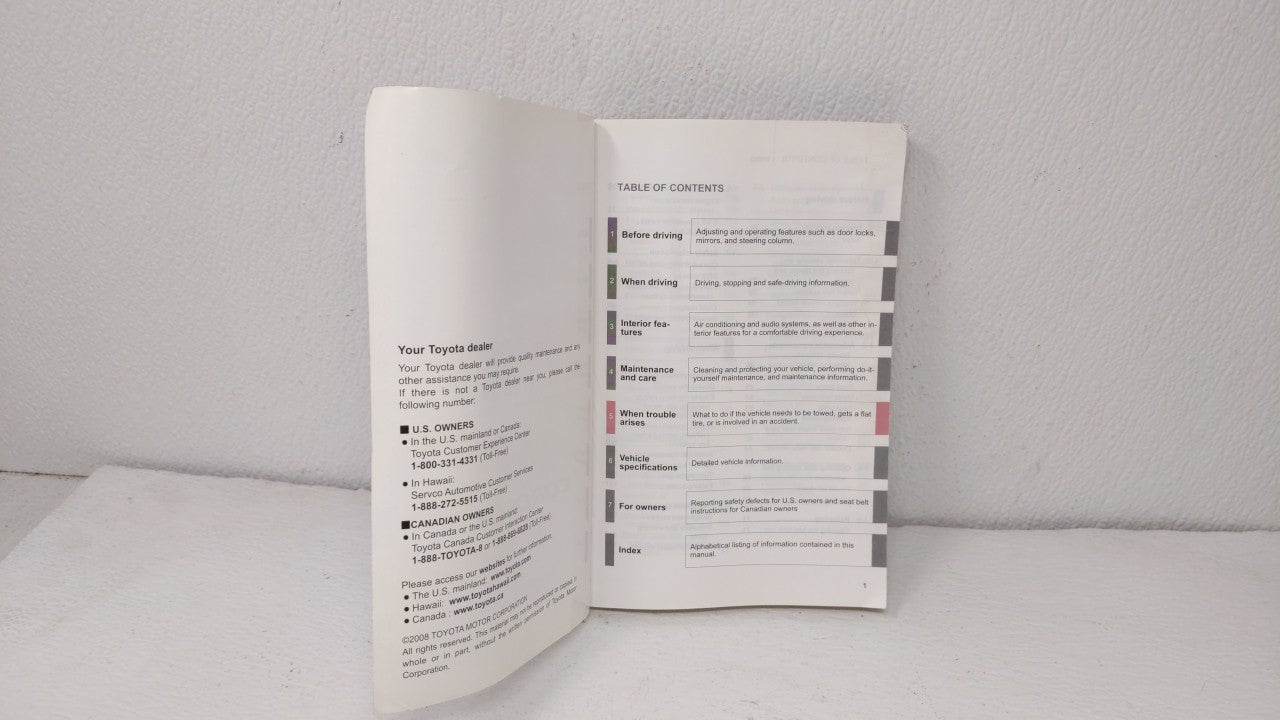 2009 Toyota Corolla Owners Manual Book Guide OEM Used Auto Parts - Oemusedautoparts1.com