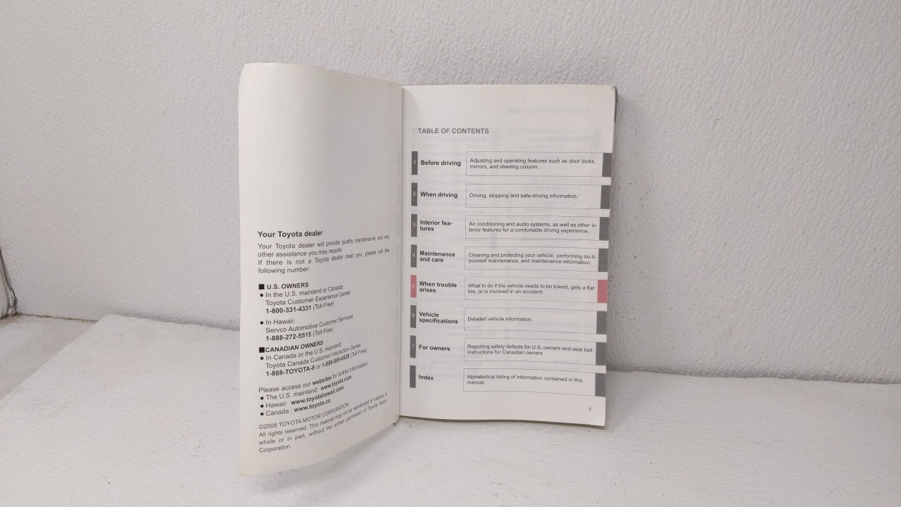 2009 Toyota Corolla Owners Manual Book Guide OEM Used Auto Parts - Oemusedautoparts1.com