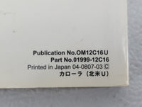 2009 Toyota Corolla Owners Manual Book Guide OEM Used Auto Parts - Oemusedautoparts1.com