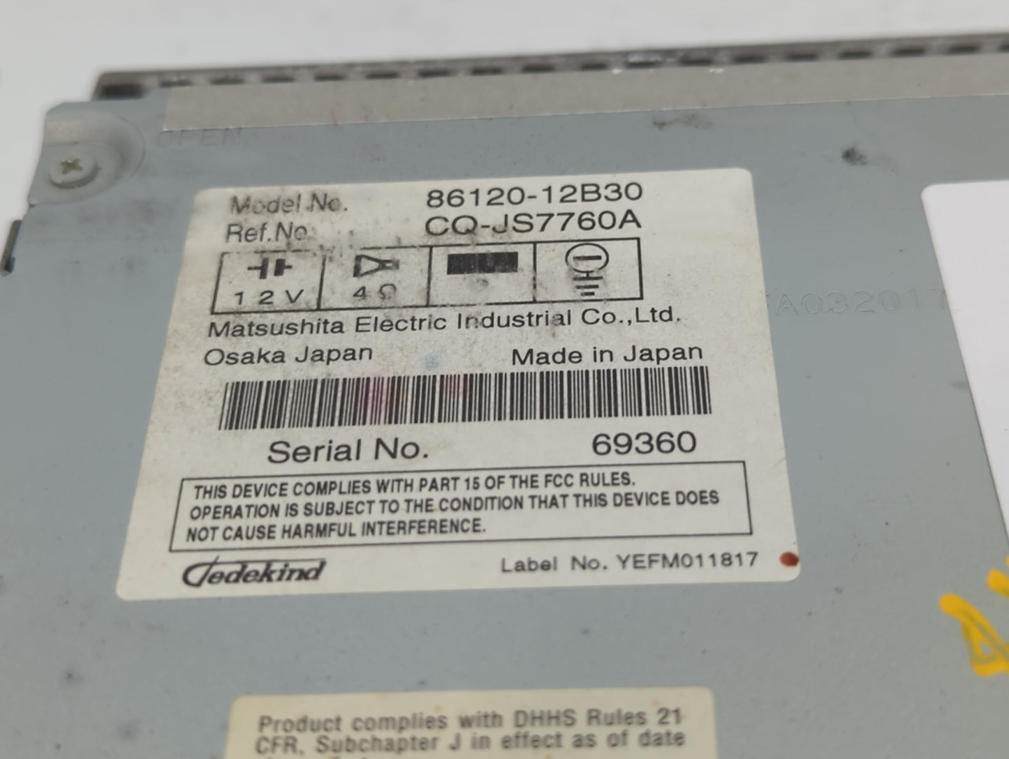 2009-2009 Toyota Corolla Am Fm Cd Player Radio Receiver - Oemusedautoparts1.com