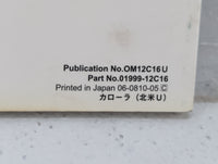 2009 Toyota Corolla Owners Manual Book Guide P/N:01999-12C16 OEM Used Auto Parts - Oemusedautoparts1.com
