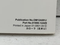 2009 Toyota Corolla Owners Manual Book Guide P/N:01999-12A89 OEM Used Auto Parts - Oemusedautoparts1.com