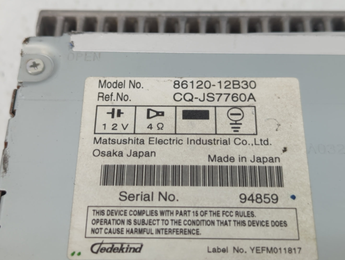 2009-2009 Toyota Corolla Am Fm Cd Player Radio Receiver - Oemusedautoparts1.com