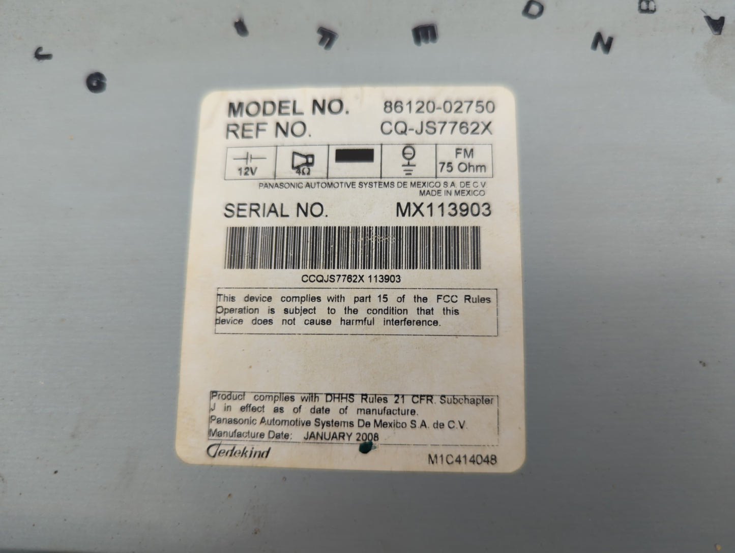 2009-2009 Toyota Corolla Am Fm Cd Player Radio Receiver - Oemusedautoparts1.com