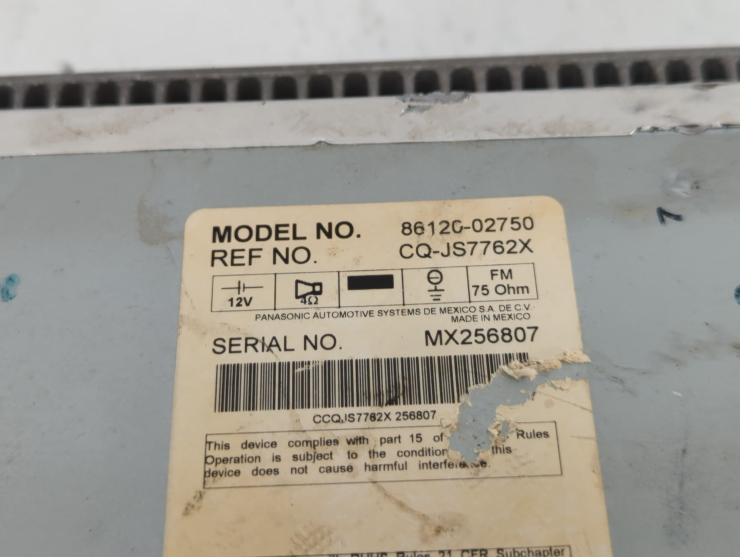 2009 Toyota Corolla Radio AM FM Cd Player Receiver Replacement P/N:CQ-JS7762X 86120-02750 Fits OEM Used Auto Parts - Oemused