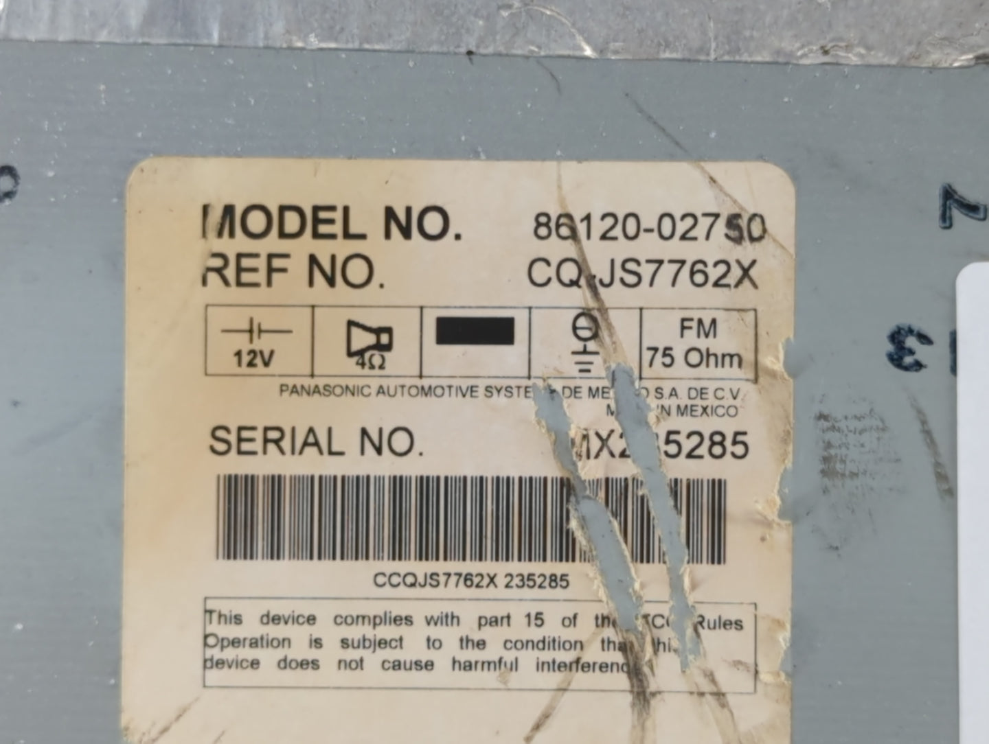 2009-2009 Toyota Corolla Am Fm Cd Player Radio Receiver - Oemusedautoparts1.com
