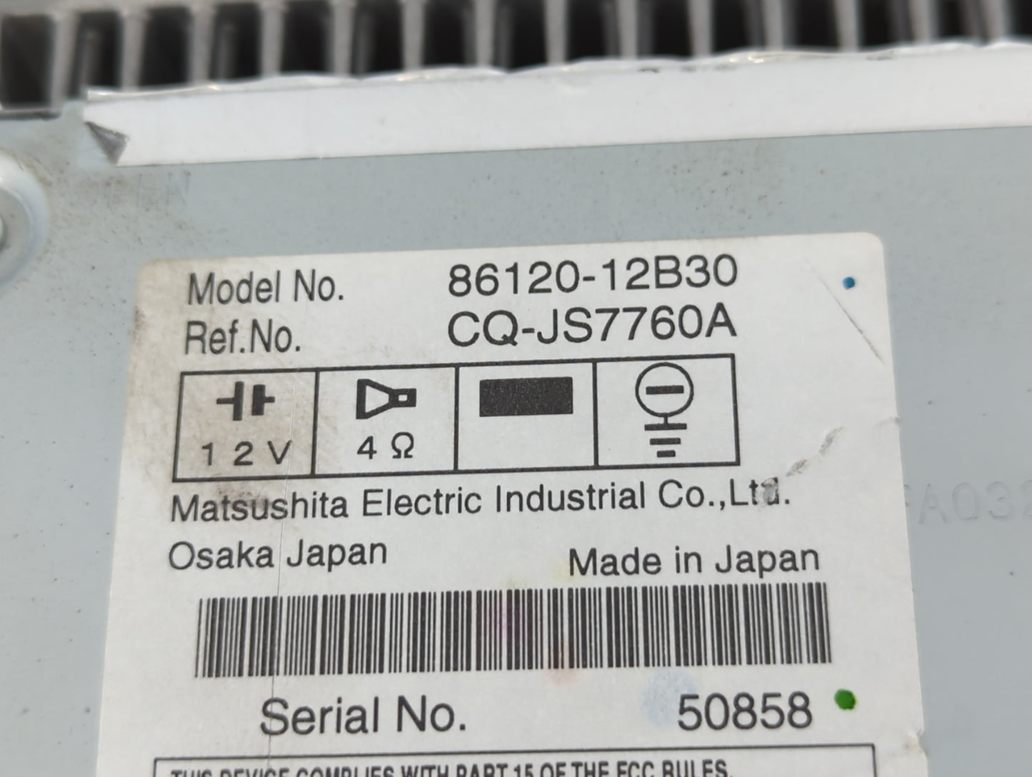 2009 Toyota Corolla Radio AM FM Cd Player Receiver Replacement P/N:86120-12B30 Fits OEM Used Auto Parts - Oemusedautoparts1.