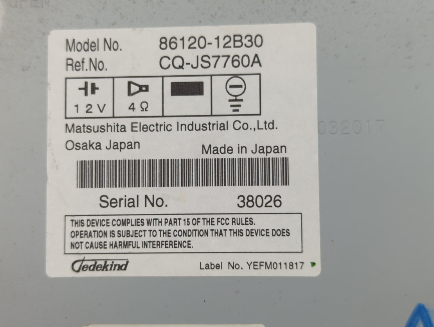2009 Toyota Corolla Radio AM FM Cd Player Receiver Replacement P/N:86120-12B30 Fits OEM Used Auto Parts - Oemusedautoparts1.
