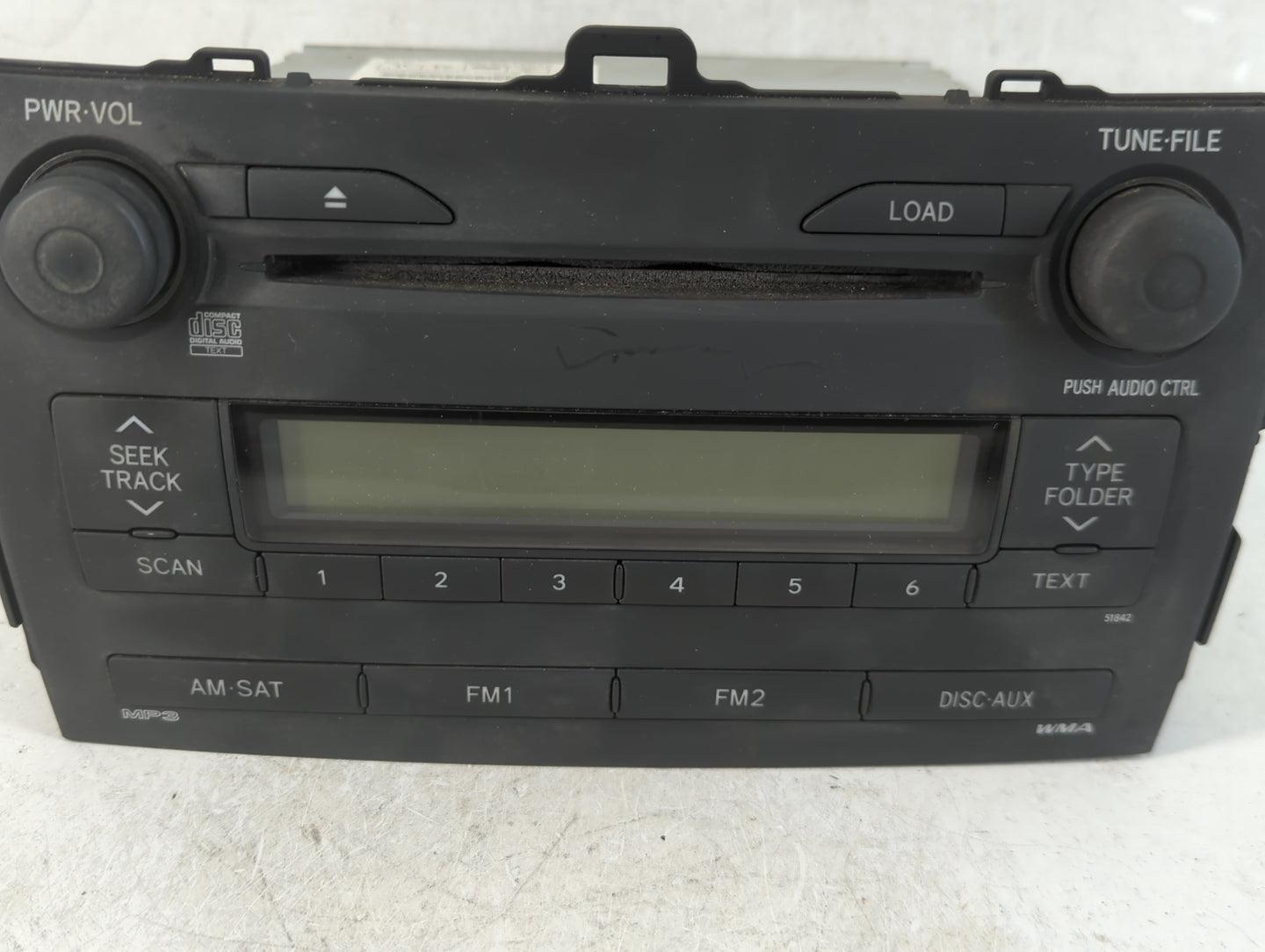 2009 Toyota Corolla Radio AM FM Cd Player Receiver Replacement P/N:86120-12B40 Fits OEM Used Auto Parts - Oemusedautoparts1.