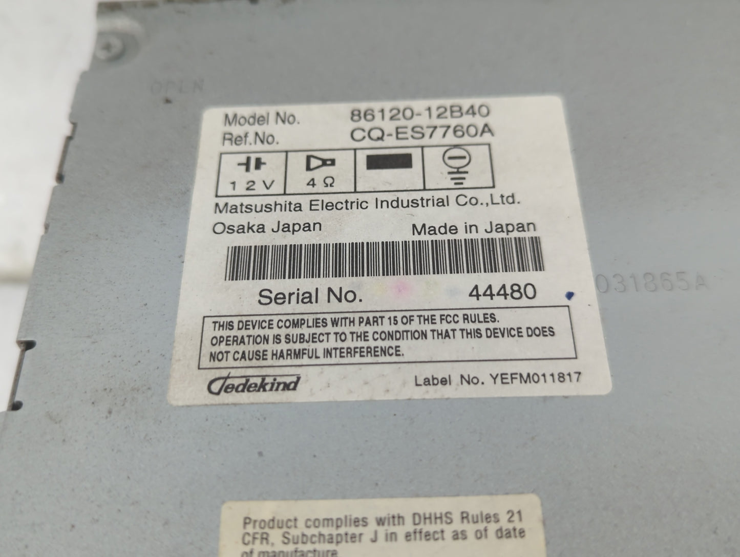 2009 Toyota Corolla Radio AM FM Cd Player Receiver Replacement P/N:86120-12B40 Fits OEM Used Auto Parts - Oemusedautoparts1.
