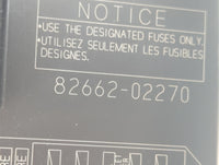2009-2014 Toyota Matrix Fusebox Fuse Box Panel Relay Module P/N:82662-02270 Fits Fits 2009 2010 2011 2012 2013 2014 OEM Used