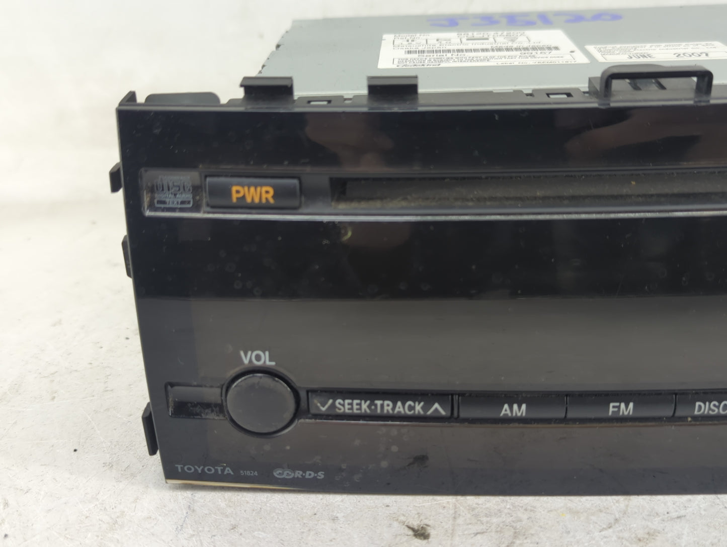 2006-2009 Toyota Prius Radio AM FM Cd Player Receiver Replacement P/N:86120-47200 Fits Fits 2006 2007 2008 2009 OEM Used Aut