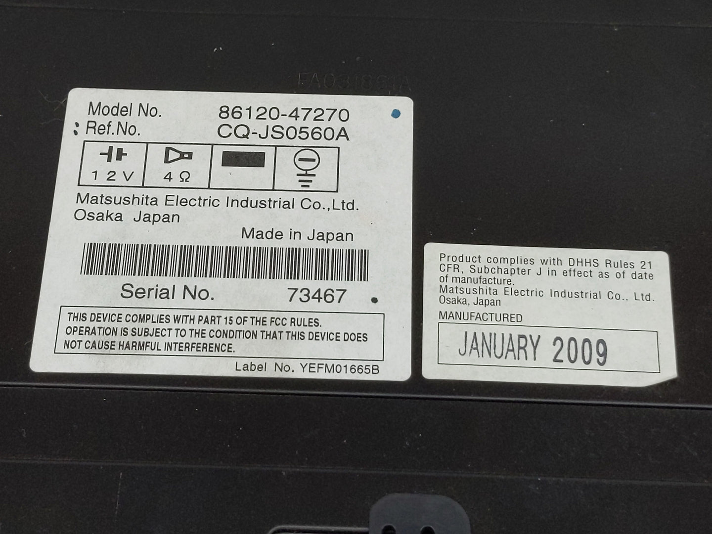2006-2009 Toyota Prius Radio AM FM Cd Player Receiver Replacement P/N:86120-47270 Fits Fits 2006 2007 2008 2009 OEM Used Aut