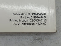 2009 Toyota Sienna Owners Manual Book Guide P/N:OM45454U 01999-45454 OEM Used Auto Parts - Oemusedautoparts1.com