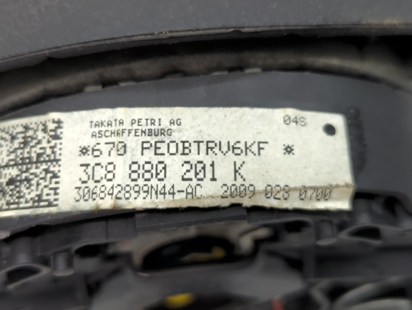 2009-2010 Volkswagen Cc Air Bag Driver Left Steering Wheel Mounted P/N:3C8 880 201 K 670 PE0BTRV6KF Fits Fits 2009 2010 OEM 