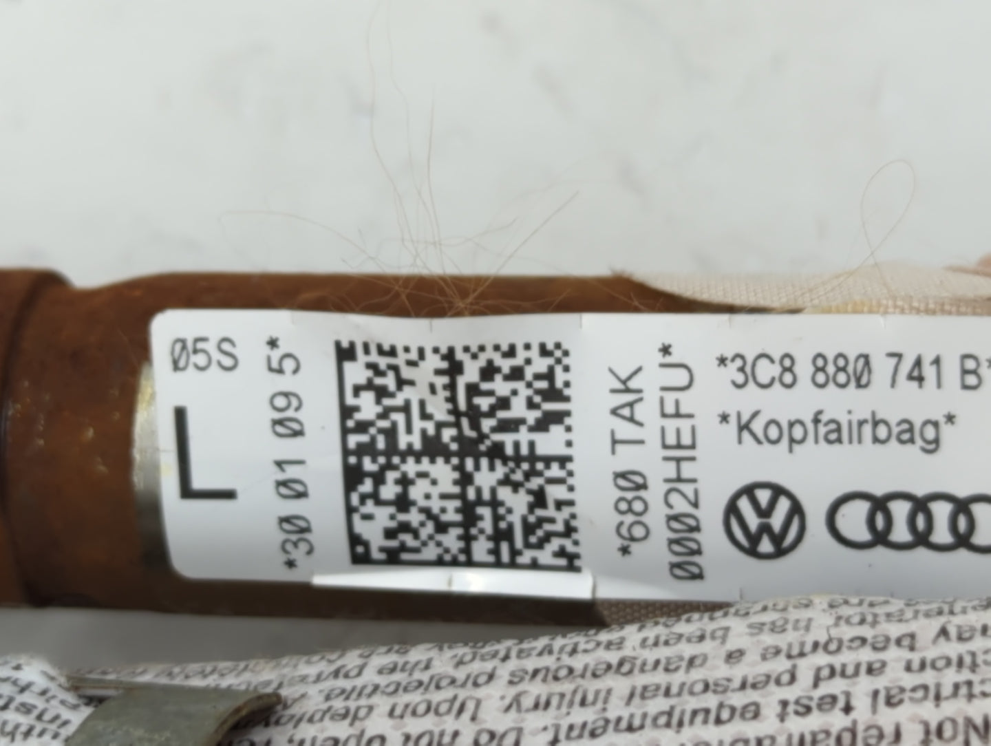 2009-2017 Volkswagen Cc Passenger Curtain Air Bag Oem - Oemusedautoparts1.com