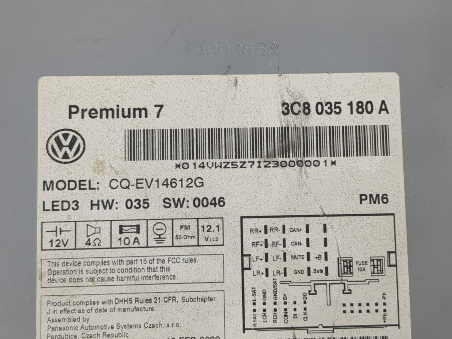 2009-2013 Volkswagen Cc Radio AM FM Cd Player Receiver Replacement P/N:3C8 035 180 A Fits OEM Used Auto Parts - Oemusedautop