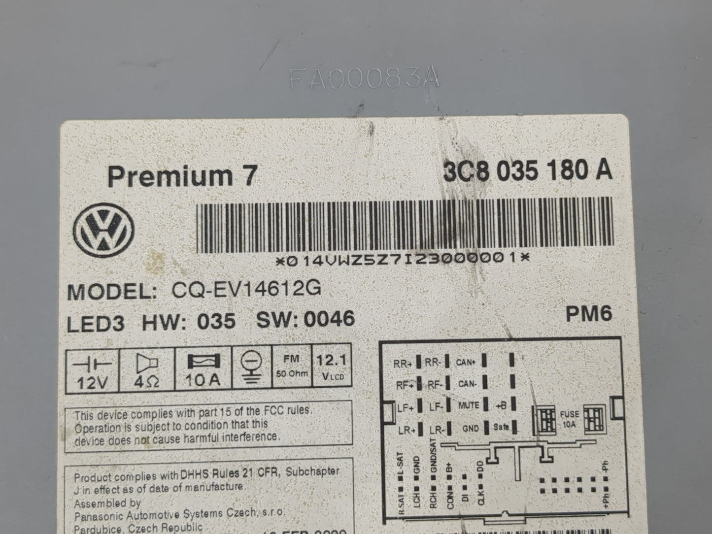 2009-2013 Volkswagen Cc Radio AM FM Cd Player Receiver Replacement P/N:3C8 035 180 A Fits OEM Used Auto Parts - Oemusedautop