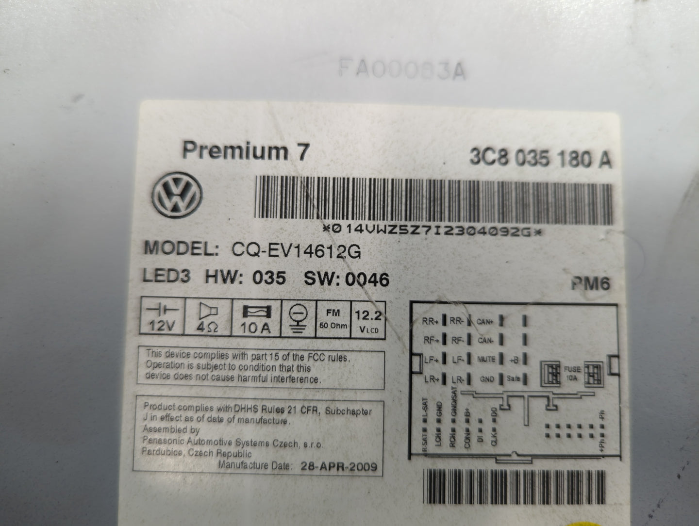 2009-2013 Volkswagen Cc Am Fm Cd Player Radio Receiver - Oemusedautoparts1.com