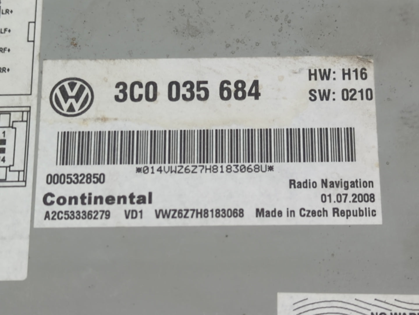 2007-2009 Volkswagen Eos Radio AM FM Cd Player Receiver Replacement P/N:3C0 0353 684 Fits Fits 2005 2006 2007 2008 2009 2010