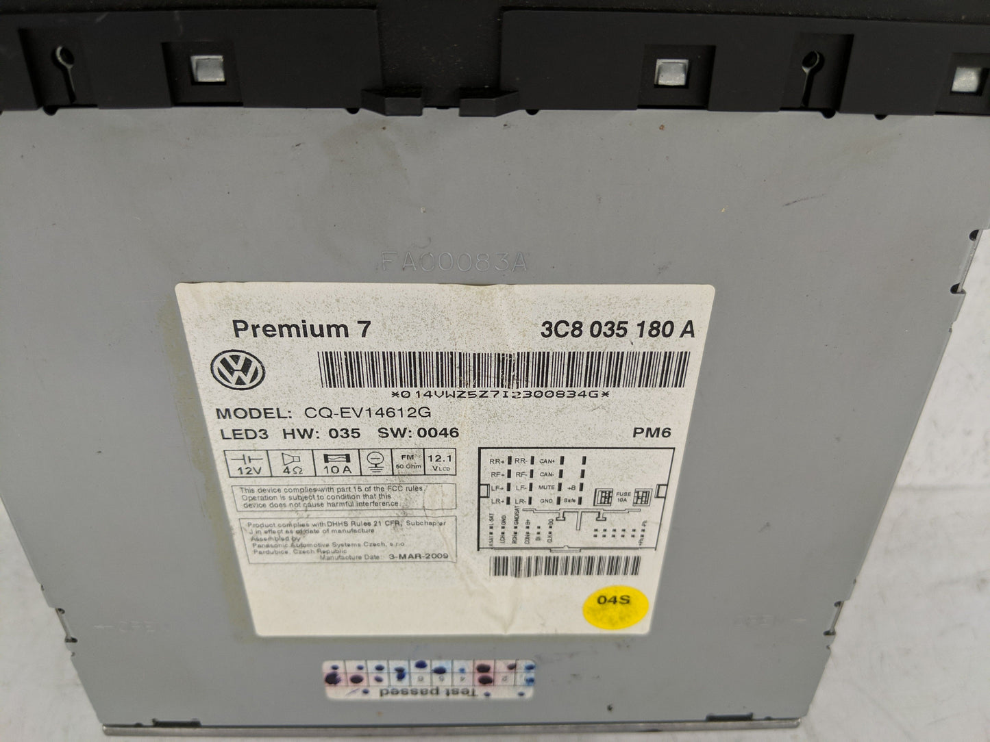 2006-2007 Volkswagen Golf Radio AM FM Cd Player Receiver Replacement P/N:3C8 035 180 A Fits Fits 2005 2006 2007 2008 2009 OE