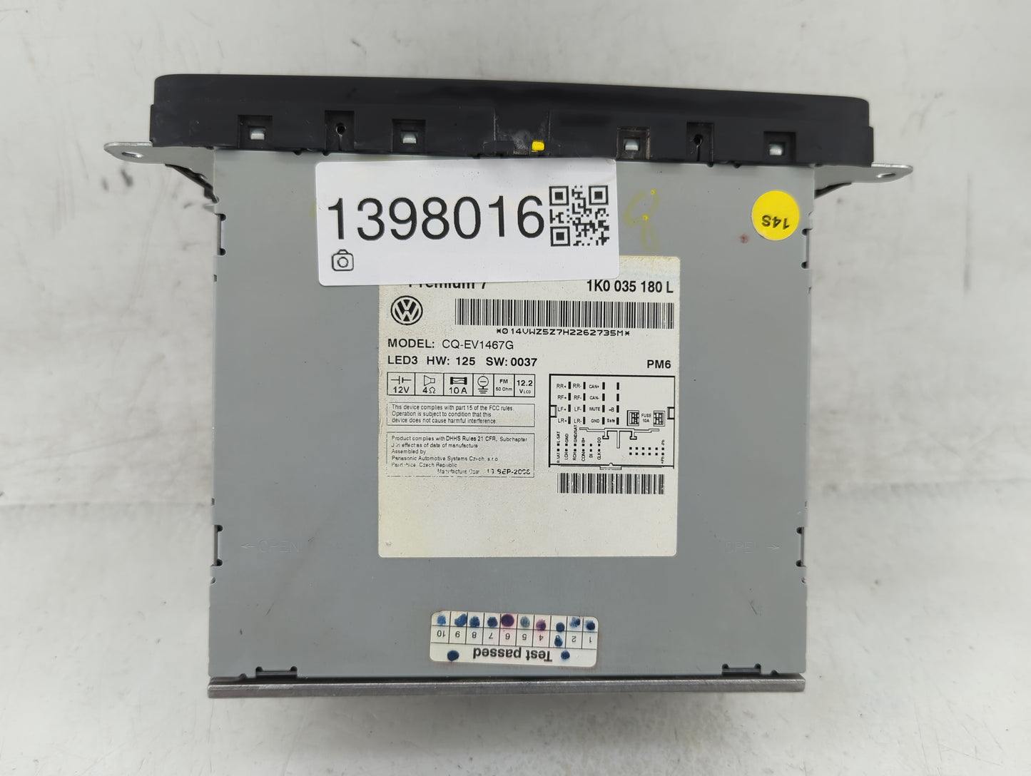 2006-2007 Volkswagen Golf Radio AM FM Cd Player Receiver Replacement P/N:1K0 035 180 L Fits Fits 2005 2006 2007 2008 2009 20