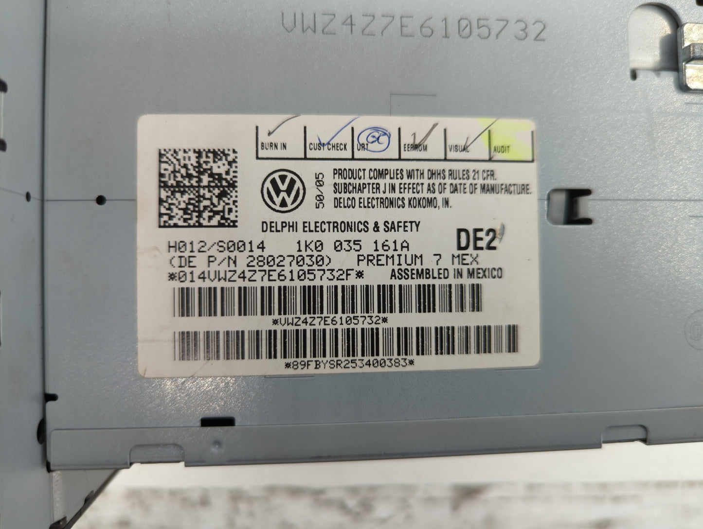 2005-2009 Volkswagen Jetta Radio AM FM Cd Player Receiver Replacement P/N:1K0 035 161 A 1K0 035 180 L Fits OEM Used Auto Par
