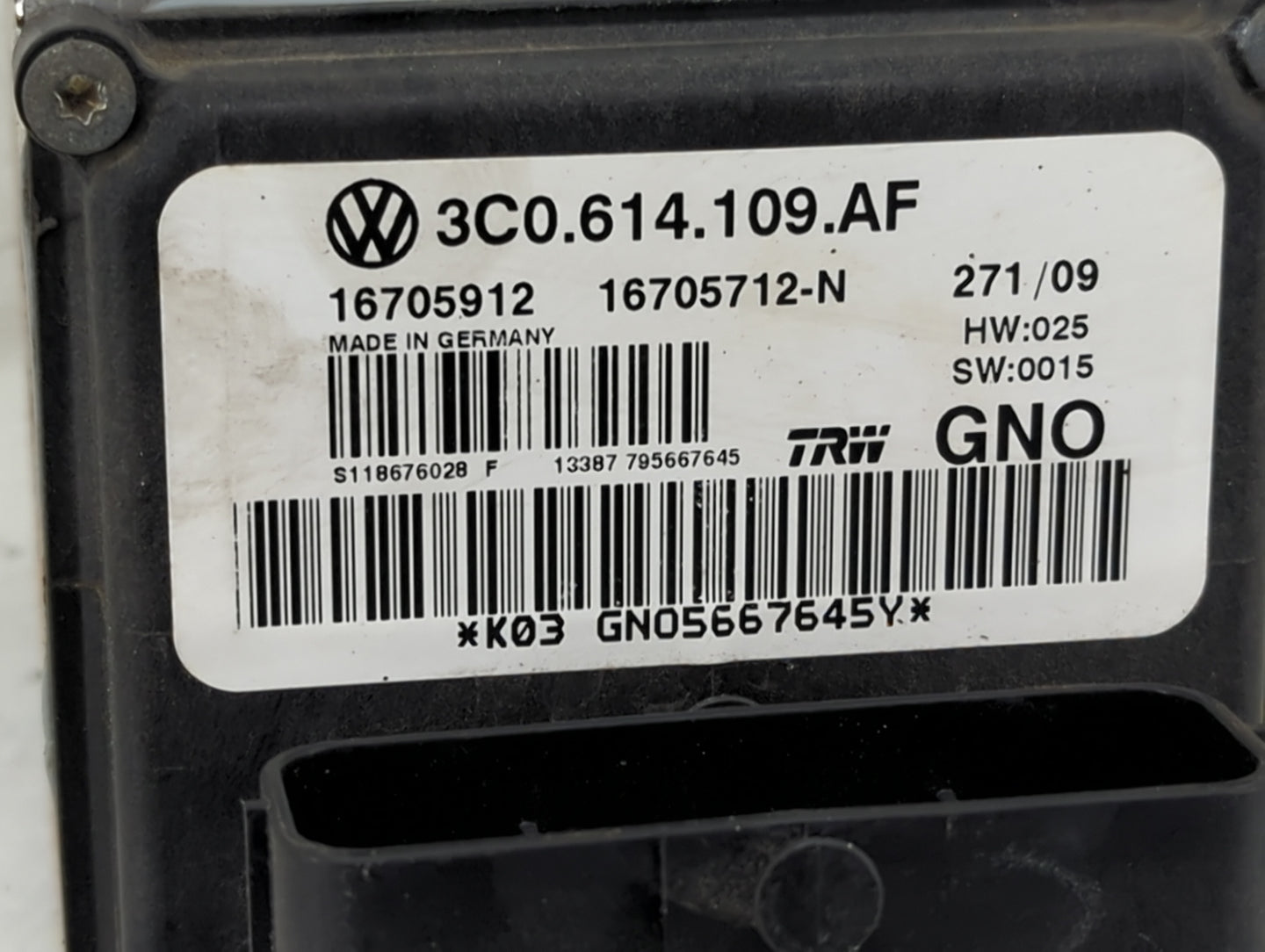 2009-2010 Volkswagen Passat ABS Pump Control Module Replacement P/N:3C0 614 109 AF 3C0 614 109 AJ, 16705915 Fits Fits 2009 2