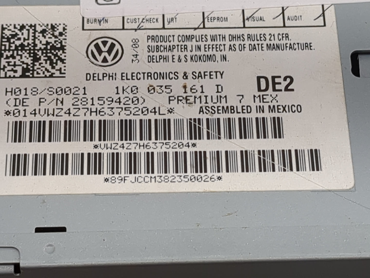 2006-2009 Volkswagen Rabbit Radio AM FM Cd Player Receiver Replacement P/N:1K0035161D 28159420 Fits Fits 2006 2007 2008 2009