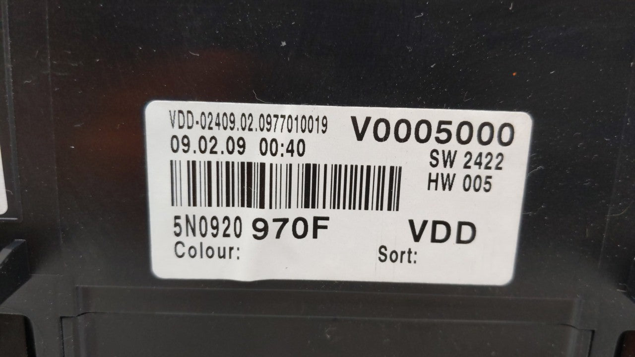 2009 Volkswagen Tiguan Instrument Cluster Speedometer Gauges P/N:5N0920970F 5N0920970E, 5N0920970F, 5N0920970E Fits OEM Used