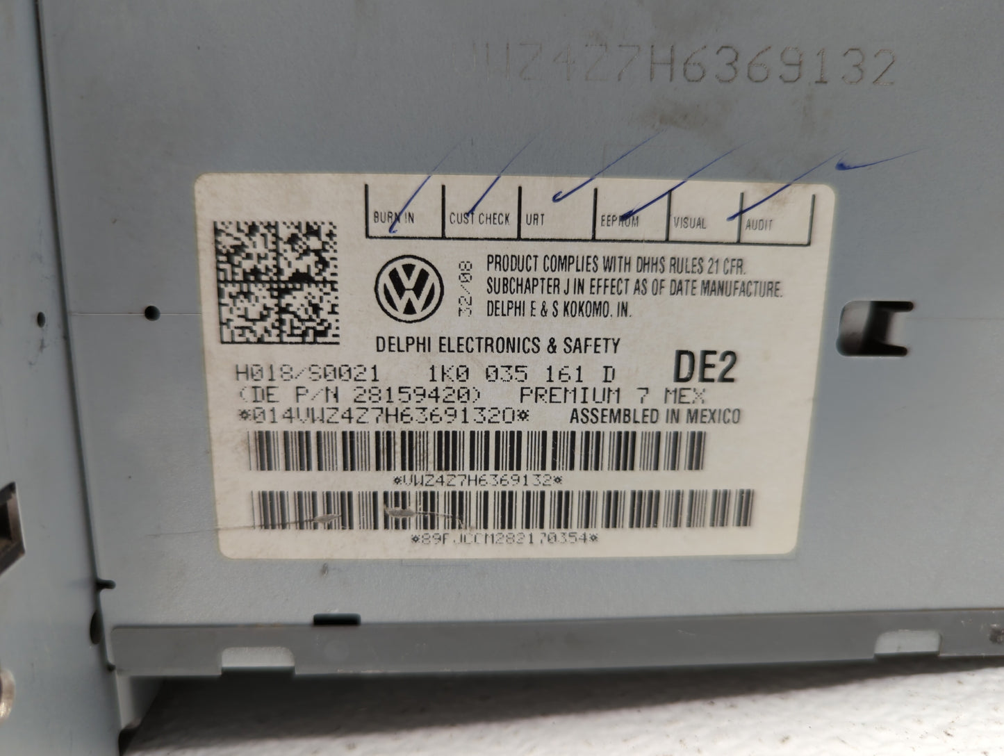 2009-2017 Volkswagen Tiguan Radio AM FM Cd Player Receiver Replacement P/N:28159420 1K0 035 161 D Fits OEM Used Auto Parts -