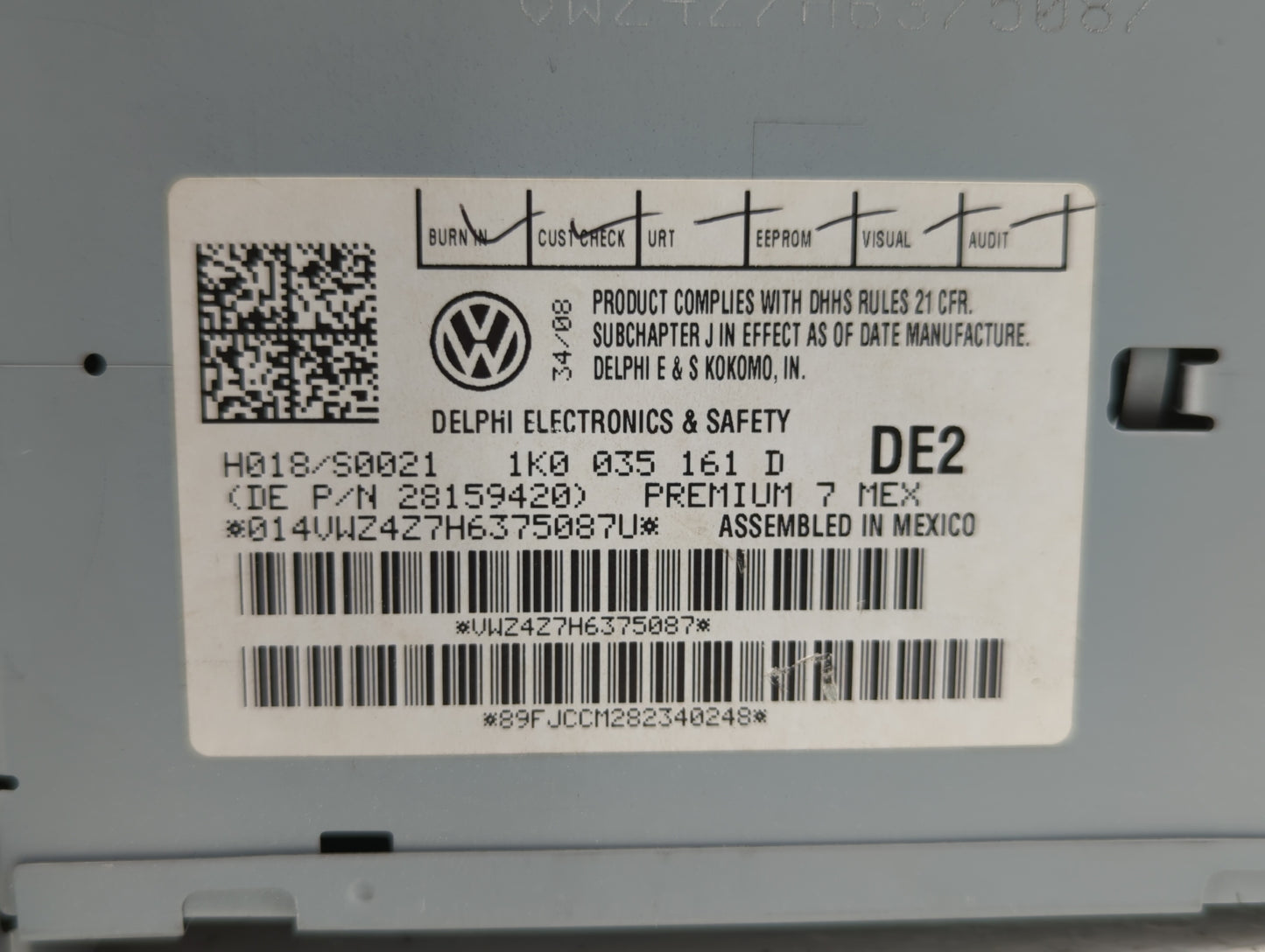 2009-2017 Volkswagen Tiguan Radio AM FM Cd Player Receiver Replacement P/N:1K0 035 188 F 5N0 035 164 D Fits OEM Used Auto Pa