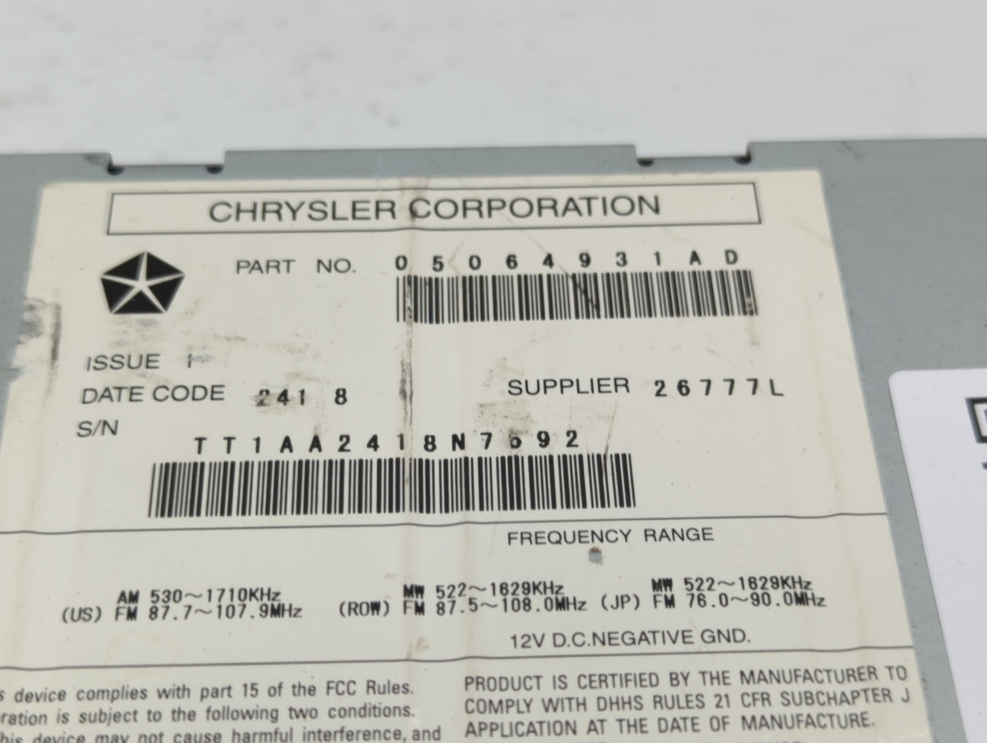 2009-2011 Volkswagen Routan Am Fm Cd Player Radio Receiver - Oemusedautoparts1.com