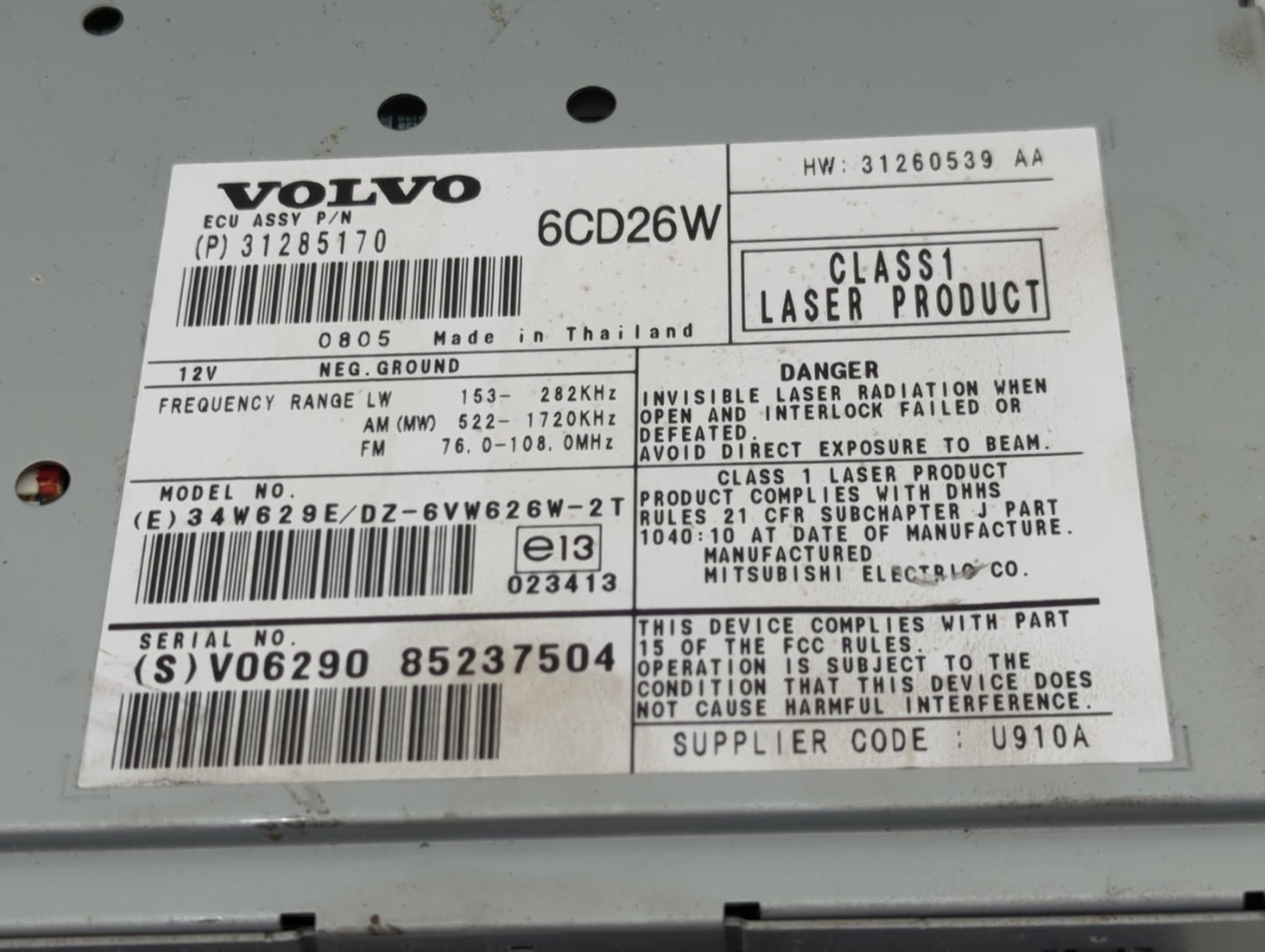 2007-2009 Volvo Xc90 Tuner Satellite Receiver - Oemusedautoparts1.com