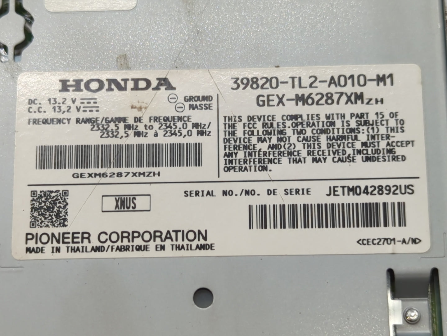 2009-2014 Acura Tsx Radio AM FM Cd Player Receiver Replacement P/N:39820-TL2-A010-M1 Fits Fits 2009 2010 2011 2012 2013 2014