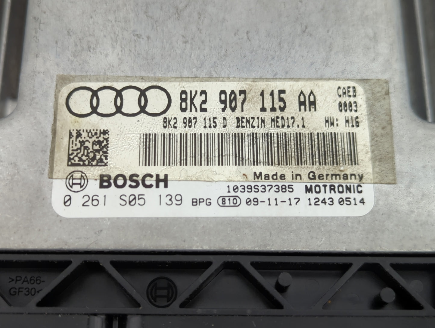 2010 Audi A4 PCM Engine Control Computer ECU ECM PCU OEM P/N:0 261 S05 139 8K2 907 115 AA Fits OEM Used Auto Parts - Oemused