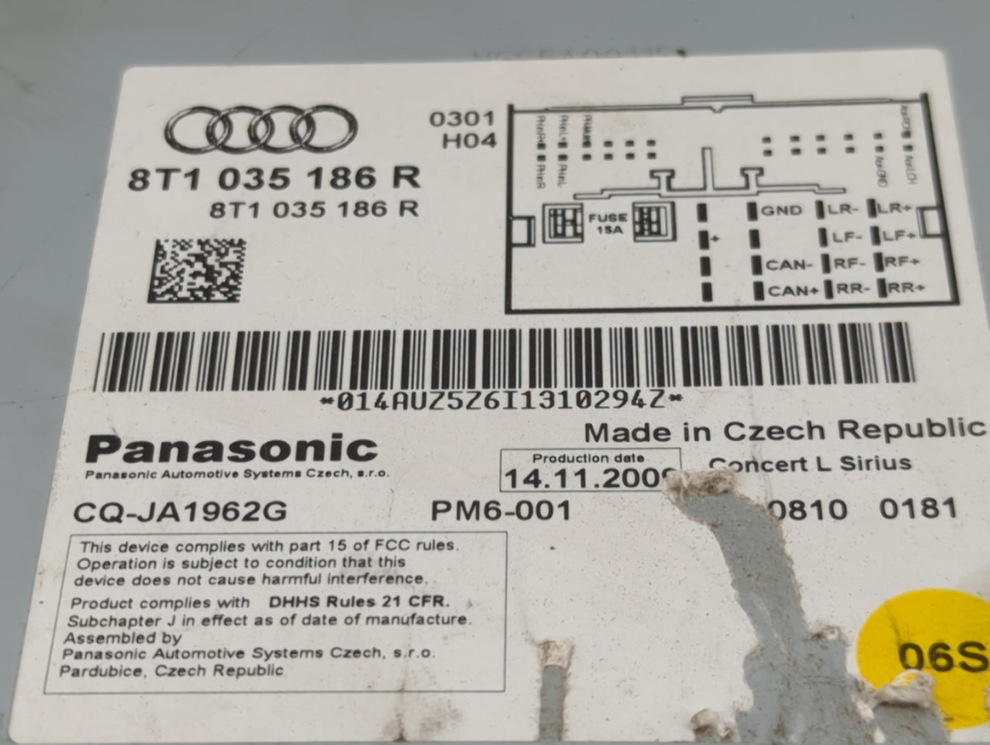 2010-2012 Audi A4 Radio AM FM Cd Player Receiver Replacement P/N:8T1 035 186 R Fits Fits 2010 2011 2012 2013 2014 2015 2016 