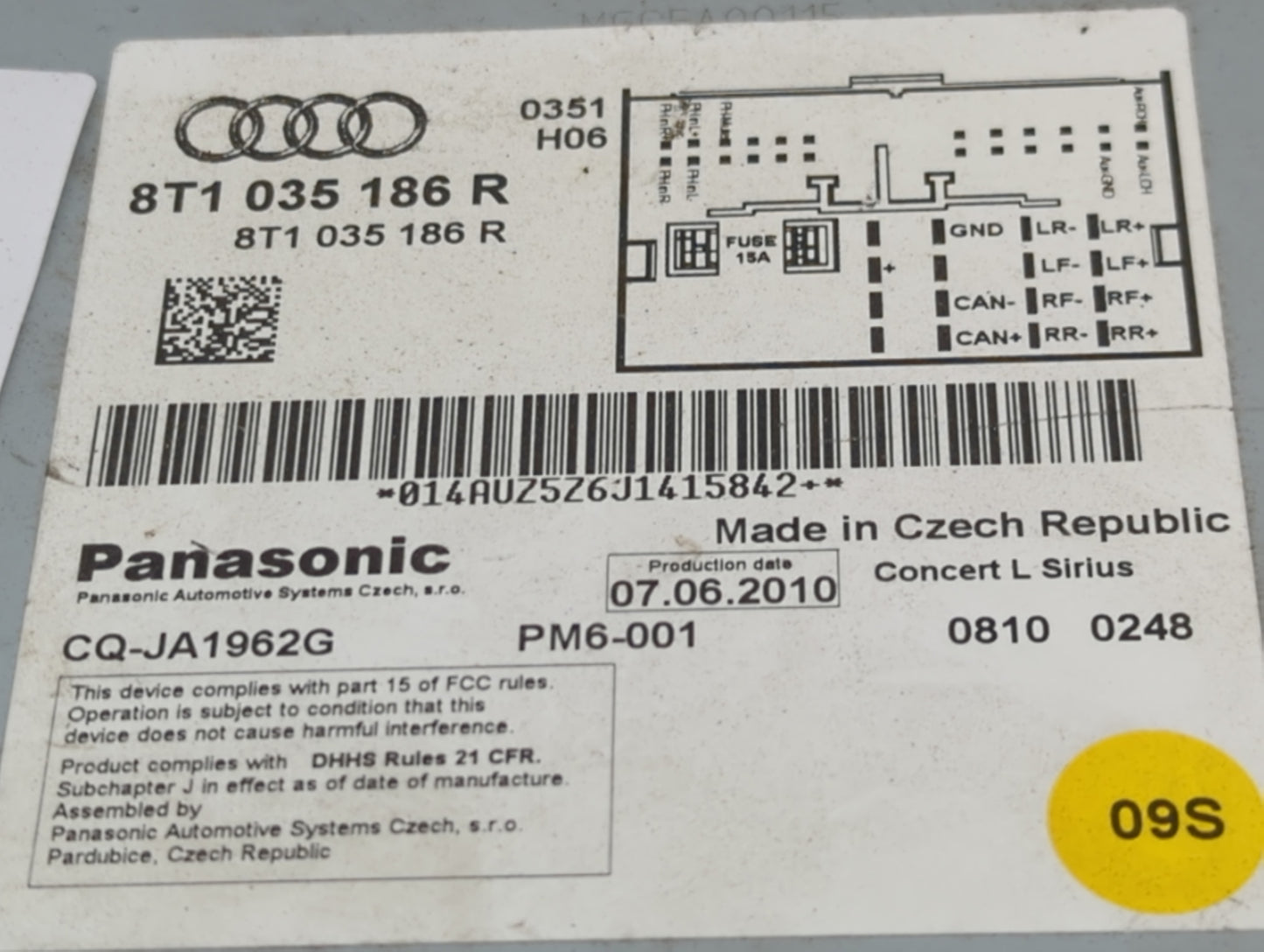 2010-2012 Audi A4 Radio AM FM Cd Player Receiver Replacement P/N:8T1035186R CQ-JA1962G Fits OEM Used Auto Parts - Oemusedaut